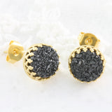 Adore Gemstone Collection - Druzy Round Pendant Earrings - Soul Made Boutique