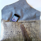 Statement Leather Hide Clutch