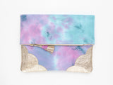 Dyed Watercolor Unique Leather Accents Clutch