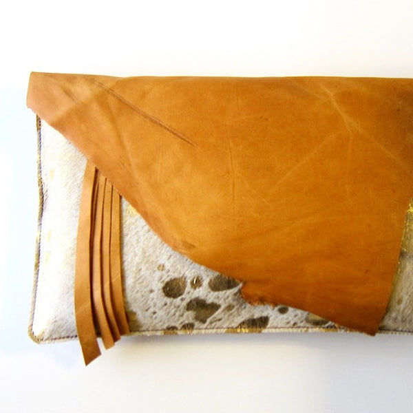 Statement Leather Hide Clutch