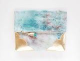 Dyed Watercolor Unique Leather Accents Clutch