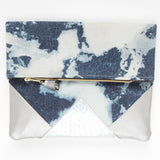 Dyed Watercolor Unique Leather Accents Clutch