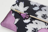 Floral Watercolor Unique Leather Accents Clutch