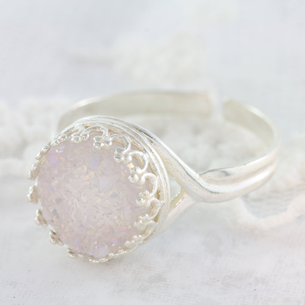 Adore Gemstone Collection - Druzy Round Pendant Ring - Soul Made Boutique