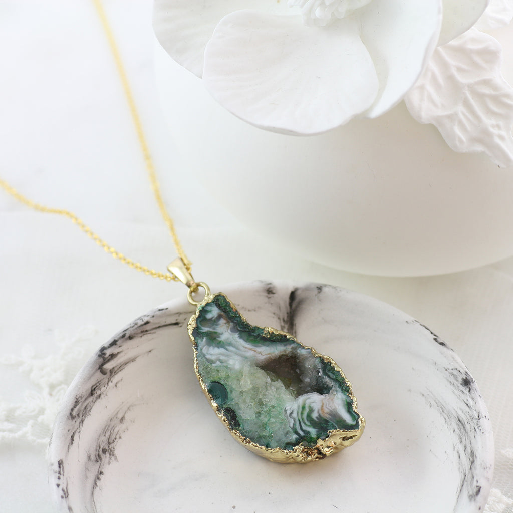 Adore Gemstone Collection - Agate Slice Necklace - Soul Made Boutique