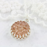 Adore Gemstone Collection - Druzy Round Pendant Necklace - Soul Made Boutique