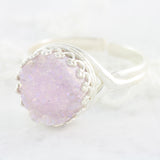Adore Gemstone Collection - Druzy Round Pendant Ring - Soul Made Boutique
