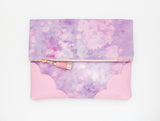 Dyed Watercolor Unique Leather Accents Clutch