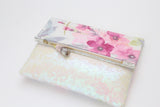 Floral Watercolor Unique Leather Accents Clutch