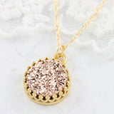Adore Gemstone Collection - Druzy Round Pendant Necklace - Soul Made Boutique