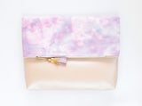 Dyed Watercolor Unique Leather Accents Clutch