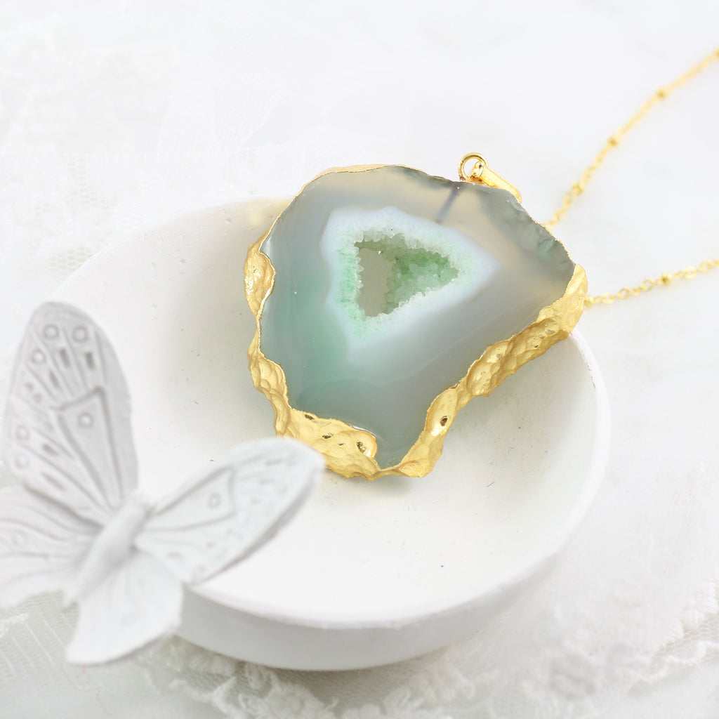 Adore Gemstone Collection - Agate Slice Necklace - Soul Made Boutique