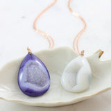 Adore Gemstone Collection - Druzy Teardrop Necklace - Soul Made Boutique