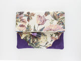 Floral Unique Leather Accents Clutch - Soul Made Boutique