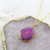 Adore Gemstone Collection - Agate Slice Necklace - Soul Made Boutique