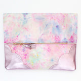 Dyed Watercolor Unique Leather Accents Clutch