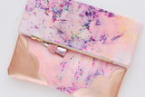 Dyed Watercolor Unique Leather Accents Clutch
