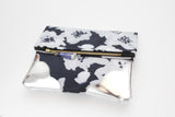 Floral Watercolor Unique Leather Accents Clutch