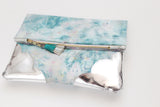 Dyed Watercolor Unique Leather Accents Clutch
