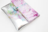 Dyed Watercolor Unique Leather Accents Clutch