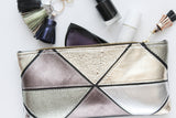 Geometric Prism Unique Leather Accents Pouch