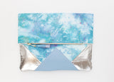 Dyed Watercolor Unique Leather Accents Clutch