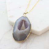 Adore Gemstone Collection - Agate Slice Necklace - Soul Made Boutique