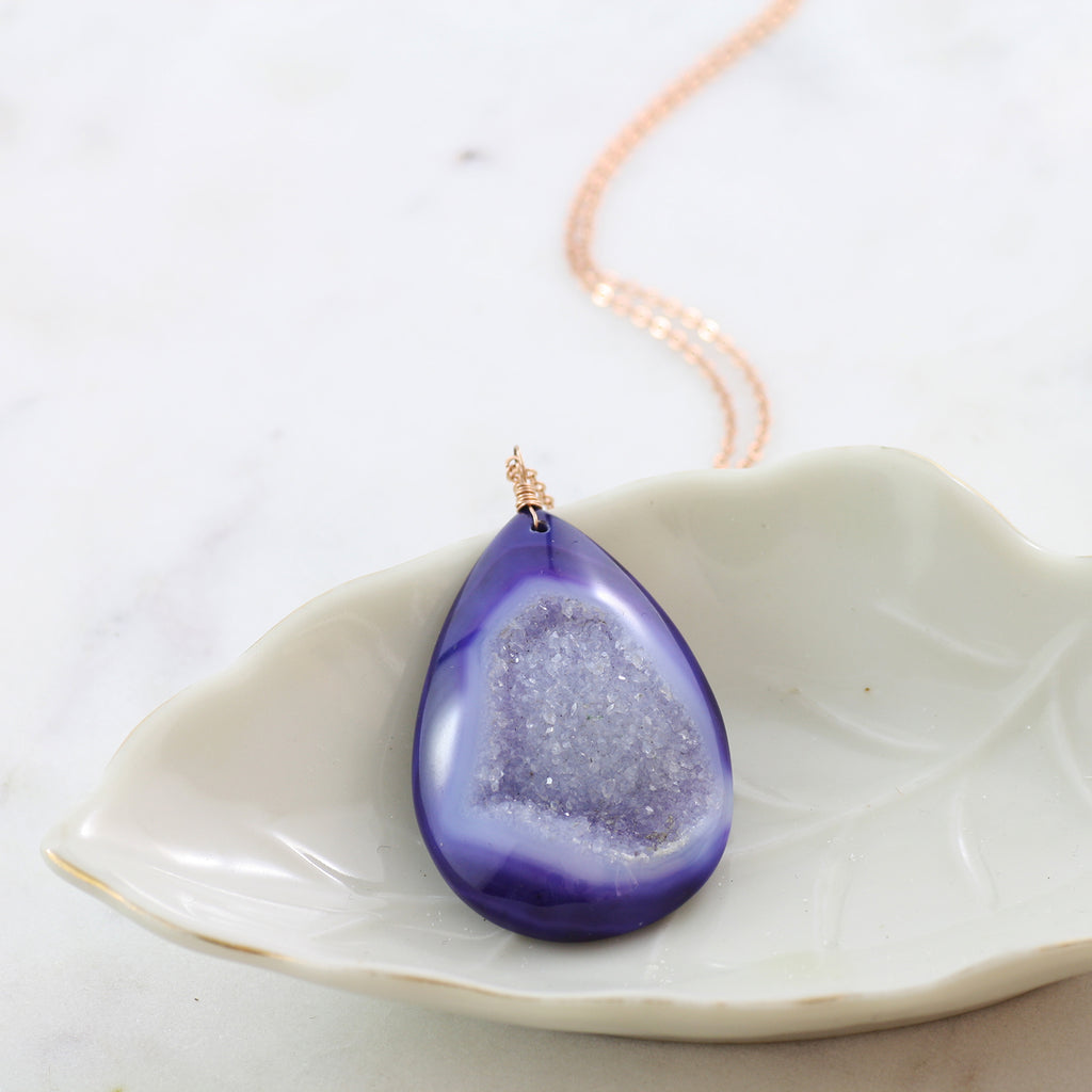Adore Gemstone Collection - Druzy Teardrop Necklace - Soul Made Boutique