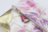Floral Watercolor Unique Leather Accents Clutch
