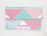 Geometric Prism Unique Leather Accents Clutch