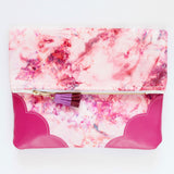 Dyed Watercolor Unique Leather Accents Clutch