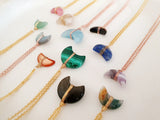 Adore Gemstone Collection - Crescent Moon Horn Wrapped Necklace