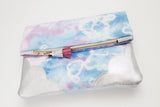 Dyed Watercolor Unique Leather Accents Clutch