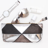 Geometric Prism Unique Leather Accents Pouch - Soul Made Boutique