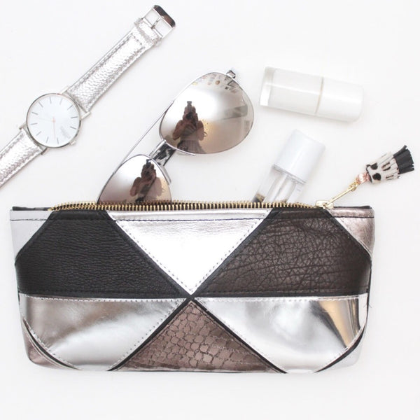 Geometric Prism Unique Leather Accents Pouch - Soul Made Boutique