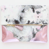 Dyed Watercolor Unique Leather Accents Clutch