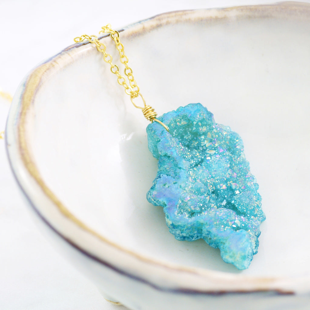 Adore Gemstone Collection - Druzy Raw Necklace - Soul Made Boutique