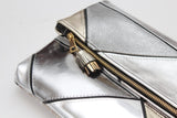 Geometric Prism Unique Leather Accents Clutch