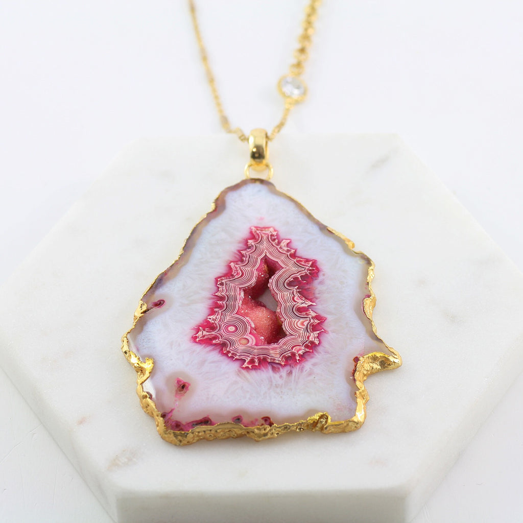 Adore Gemstone Collection - Agate Slice Necklace - Soul Made Boutique