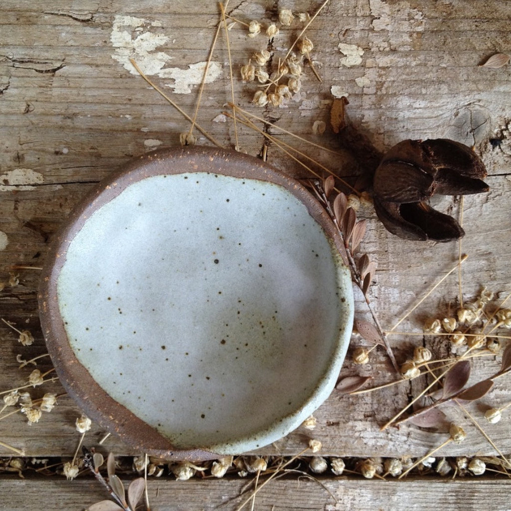 Rustic Robin Egg Blue Speckled Dish