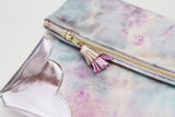 Watercolor Unique Leather Accents Clutch