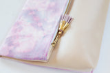 Dyed Watercolor Unique Leather Accents Clutch