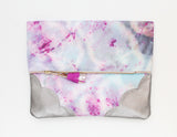 Dyed Watercolor Unique Leather Accents Clutch