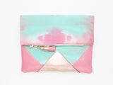 Dyed Watercolor Unique Leather Accents Clutch