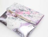 Watercolor Unique Leather Accents Clutch