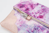 Watercolor Unique Leather Accents Clutch