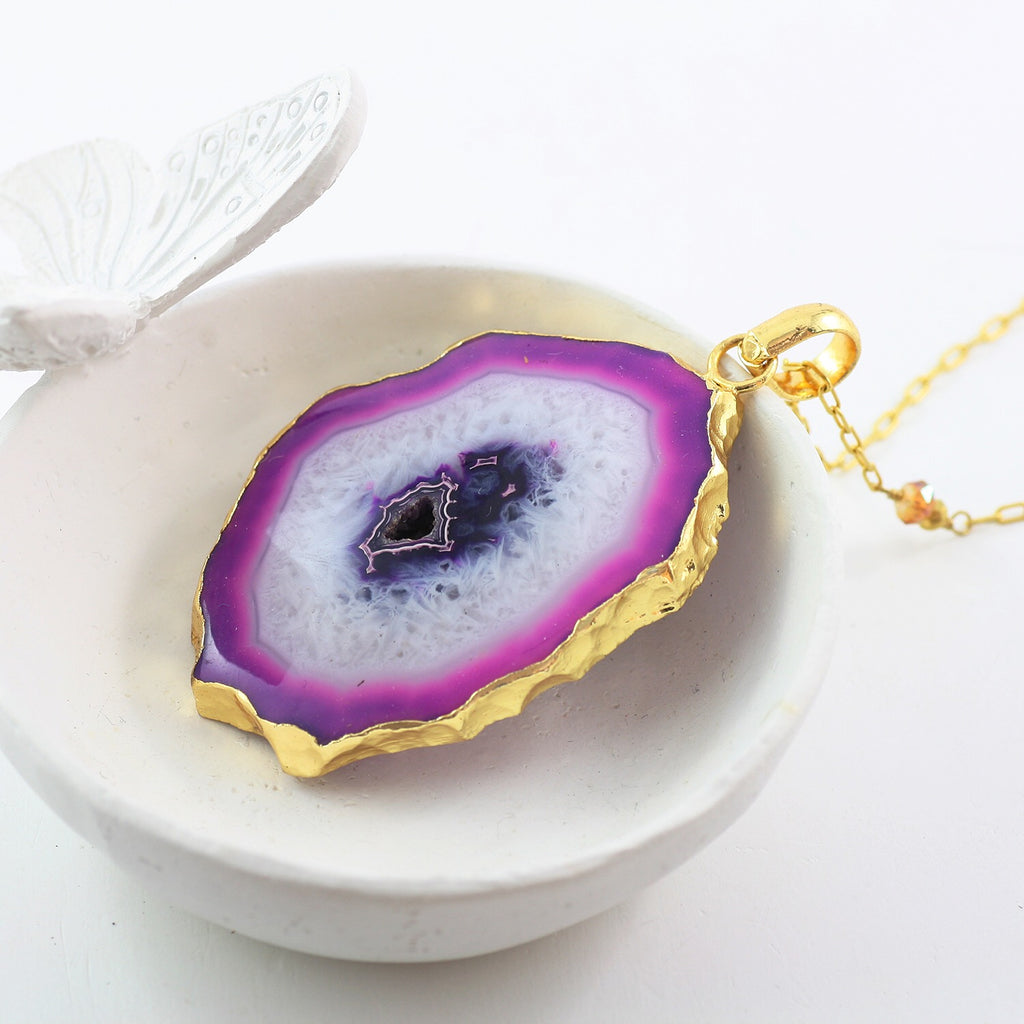 Adore Gemstone Collection - Agate Slice Necklace - Soul Made Boutique