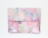 Dyed Watercolor Unique Leather Accents Clutch