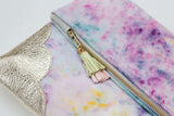 Dyed Watercolor Unique Leather Accents Clutch