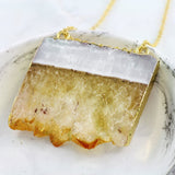 Adore Gemstone Collection - Citrine Slab Necklace - Soul Made Boutique